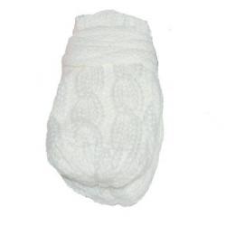 BABY NELLYS Zimní pletené kojenecké rukavičky se vzorem - bílé - 0-1rok