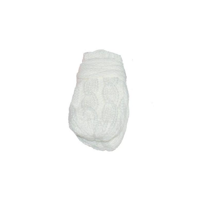 BABY NELLYS Zimní pletené kojenecké rukavičky se vzorem - bílé - 0-1rok