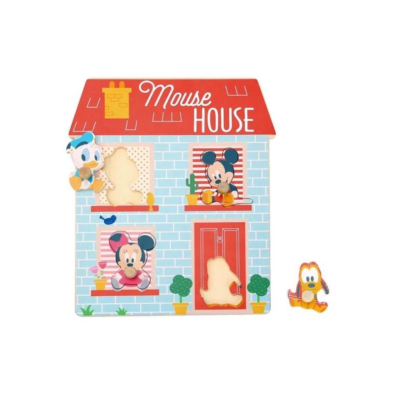 Dřevěné Disney puzzle,domeček pro nejmenší Mickey a přátelé, 24 x 30 cm