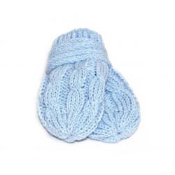 BABY NELLYS Zimní pletené kojenecké rukavičky se vzorem - sv. modré - 12cm rukavičky