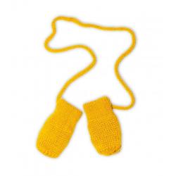 BABY NELLYS Zimní pletené kojenecké rukavičky - hořčicové - 12cm rukavičky