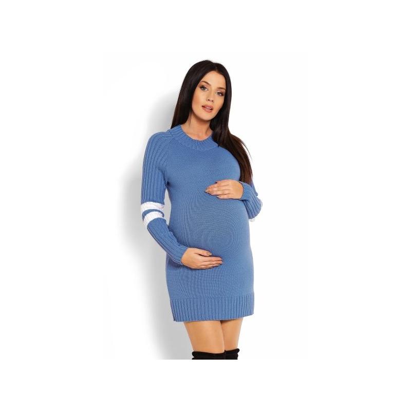 Be MaaMaa Těhotenský svetřík/tunika se stojáčkem - modrý - UNI