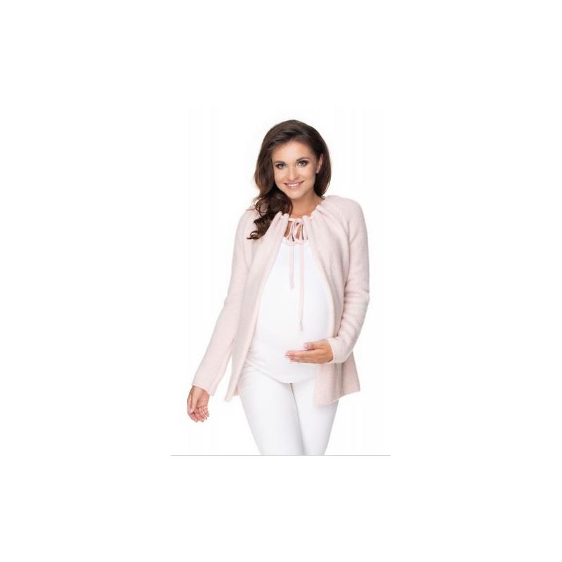 Be MaaMaa Těhotenský svetřík, kardigan na zavazování, sv. růžový - UNI