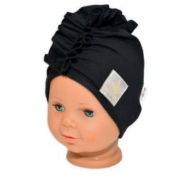 Baby Nellys Jarní/podzimní bavlněná čepice - turban, černá