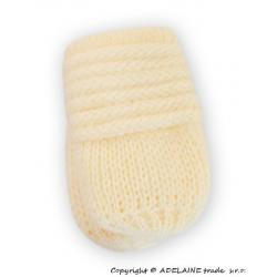 BABY NELLYS Zimní pletené kojenecké rukavičky - smetana - 12cm rukavičky