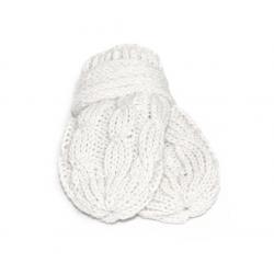 BABY NELLYS Zimní pletené kojenecké rukavičky se vzorem - bílé - 12cm rukavičky