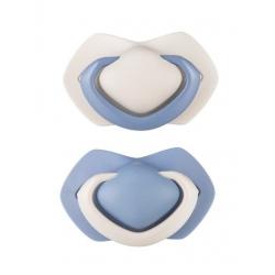 Canpol Babies Sada 2 ks symetrických silikonových dudlíků, 6-18m+, PURE COLOR modrý