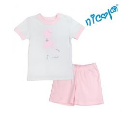 Dětské pyžamo krátké Nicol, Baletka - šedo/růžové, vel. 128 - 128