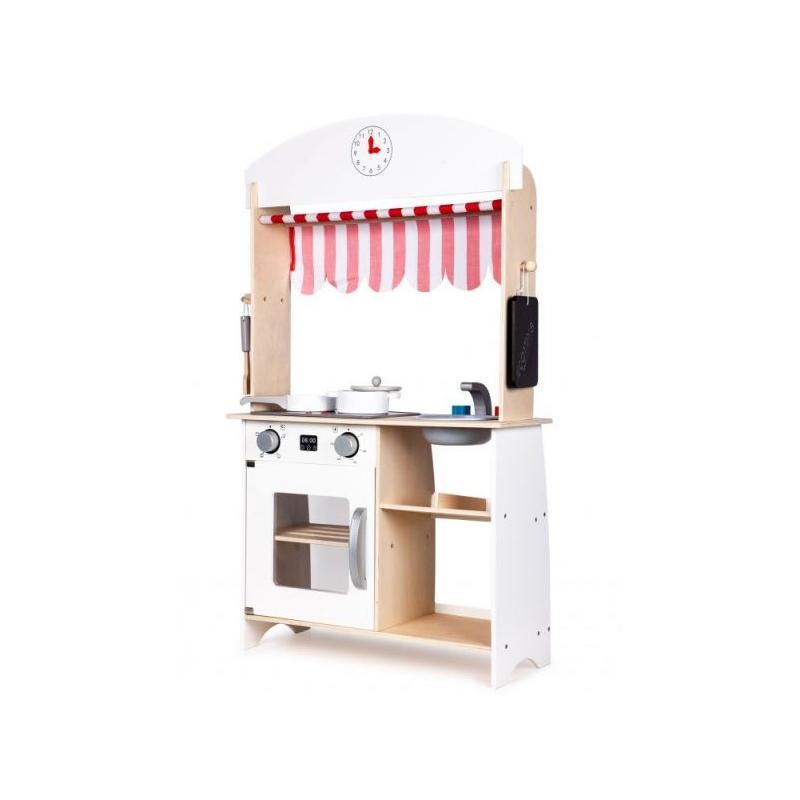 Eco Toys Dřevěná kuchyňka s příslušenstvím, 101 x 60 x 27 cm - bílá