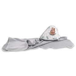 Dětská termoosuška s kapucí Baby Nellys, LULU natural, 100 x 100 cm, šedá