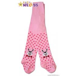 Bavlněné punčocháče Baby Nellys ® - Beruška růžové s puntíky, vel.
