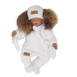 Z&Z Zimní kombinéza s kapucí a kožešinou + rukavičky