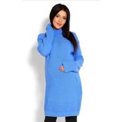Be MaaMaa Těhotenský svetr, tunika - modrá - UNI