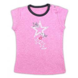 Bavlněné tričko NICOL SUPERSTAR - krátký rukáv - melír růžová - 74 (6-9m)