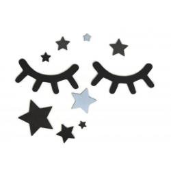 Adam Toys Dekorace na zeď - Spící očka s hvězdičkami, modré