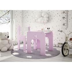 NELLYS Sada nábytku Star - Stůl + židle - růžová s bílou, D19