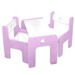 NELLYS Sada nábytku Star - Stůl + 2 x židle - růžová s bílou, D19