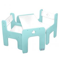 NELLYS Sada nábytku Star - Stůl + 2 x židle - mátová s bílou, D19