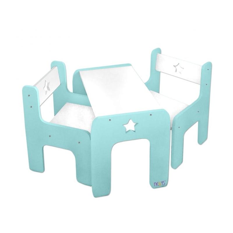NELLYS Sada nábytku Star - Stůl + 2 x židle - mátová s bílou, D19