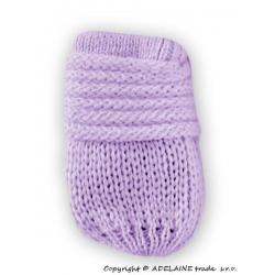 Zimní pletené kojenecké rukavičky - lila - 0-1rok