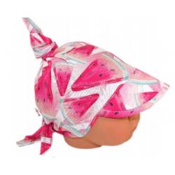 Baby Nellys Dětský bavlněný šátek s kšiltem na zavazování, meloun - růžová - univerzální