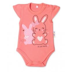 Baby Nellys Bavlněné kojenecké body, kr. rukáv, Cute Bunny