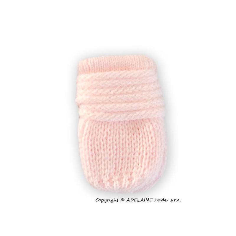 Zimní pletené kojenecké rukavičky - sv. růžové - 0-1rok