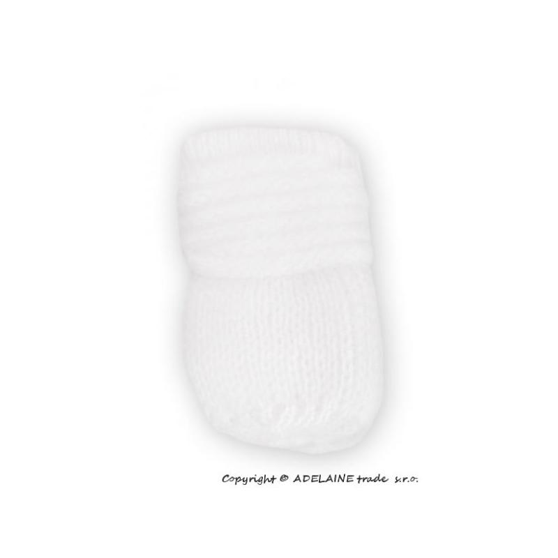 Zimní pletené kojenecké rukavičky - bílé - 0-1rok