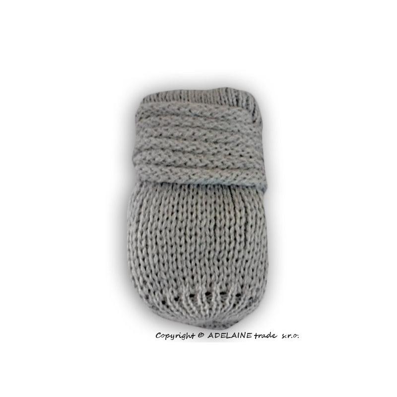 Zimní pletené kojenecké rukavičky - sv. šedé - 0-1rok