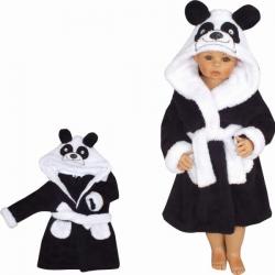 Z&Z Luxusní chlupáčkový župan s kapucí a páskem, Panda