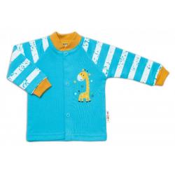 Baby Nellys Bavlněná košilka Giraffe, tyrkysová - 50 (0-1m)