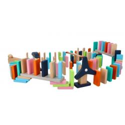 Adam Toys Dřevěné aktivní barevné domino, 128 ks