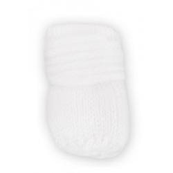 BABY NELLYS Kojenecké rukavičky pletené, zimní - bílé - 56-68 (0-6 m)