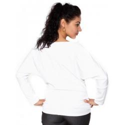 Těhotenská mikina, triko s nášivkami - bílé