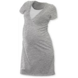 JOŽÁNEK Těhotenská, kojící noční košile JOHANKA krátký rukáv - šedý melír