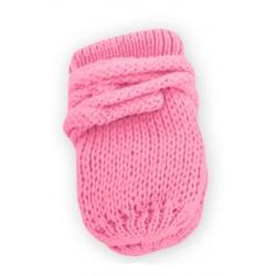 BABY NELLYS Kojenecké rukavičky pletené, zimní - růžové/malinové - 56-68 (0-6 m)