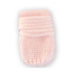 BABY NELLYS Kojenecké rukavičky pletené, zimní - sv. růžové - 56-68 (0-6 m)