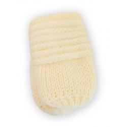 BABY NELLYS Kojenecké rukavičky pletené, zimní - smetana - 56-68 (0-6 m)