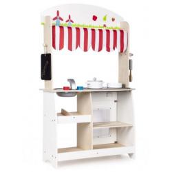 Eco Toys Dřevěná kuchyňka s příslušenstvím, 101 x 60 x 27 cm - bílá