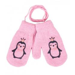 YO ! Zimní kojenecké rukavičky se šňůrkou a potiskem - dívčí vzory/růžové, vel. 80/92 - 80-92 (12-24m)