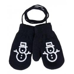 YO ! Zimní kojenecké rukavičky se šňůrkou a potiskem - chlapecké vzory/černé, vel. 80/92 - 80-92 (12-24m)