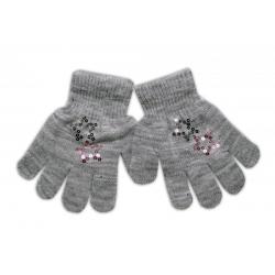 YO ! Dětské zimní prstové rukavičky s flitry Cool/hvězdička - šedé, 92/98 - 98 (2-3r)