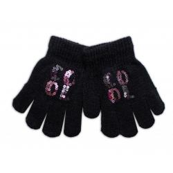YO ! Dětské zimní prstové rukavičky s flitry Cool/hvězdička - černé, 92/98 - 98 (2-3r)
