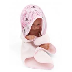 Baby Nellys Termoosuška s kapucí pro panenky, Koloušek, 45x45cm, růžová