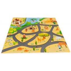 ECO TOYS Dětské pěnové puzzle 93,5x93,5cm, hrací deka, podložka na zem Safari, 9 dílů