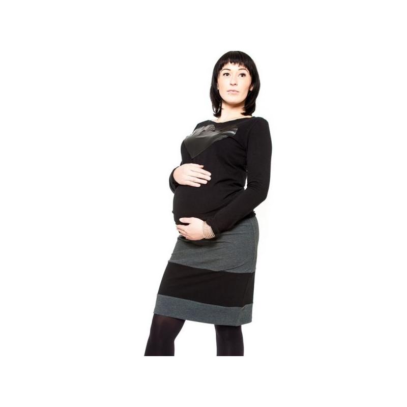Těhotenská sukně Be MaaMaa - LORA černá/grafit