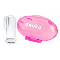 AKUKU Zubní kartáček s pouzdrem - silikonový růžový