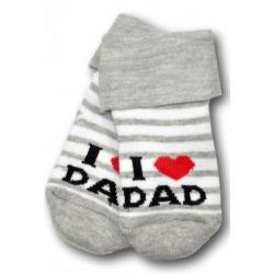 Kojenecké froté bavlněné ponožky I Love Dad, bílo/šedé proužek, vel. 68/74 - 68-74 (6-9m)