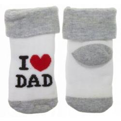 Kojenecké froté bavlněné ponožky I Love Dad, bílé/šedé