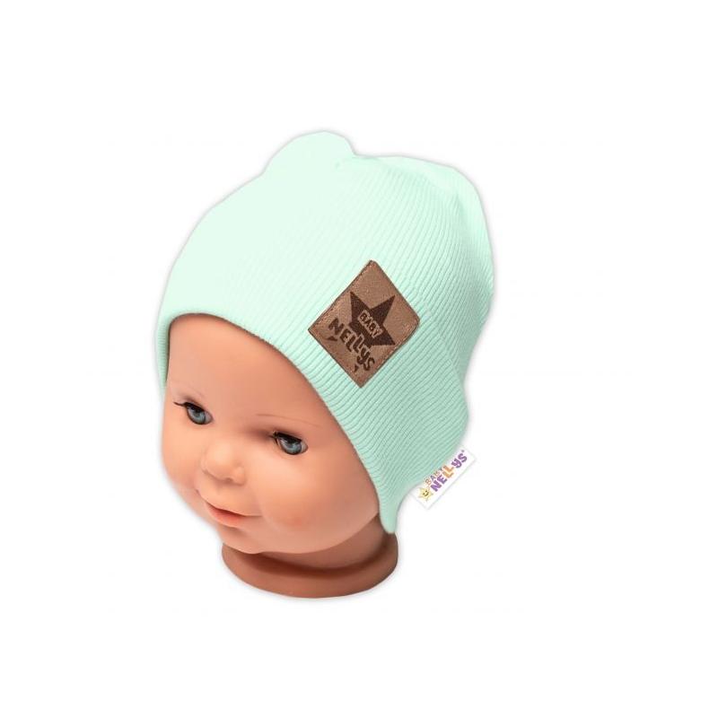 Baby Nellys Žebrovaná dvouvrstvá čepice s lemem